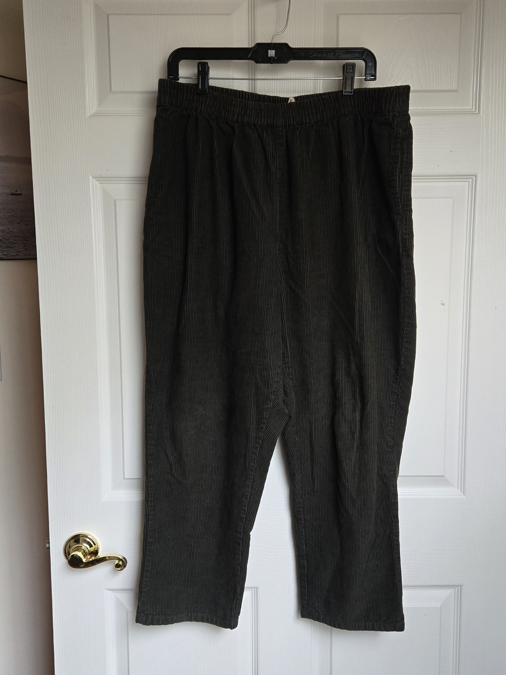 Lucy & Yak Women's Cropped Corduroy Pants in Dark Olive